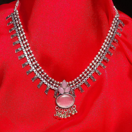 German Silver Oxidized Purple Stone Choker