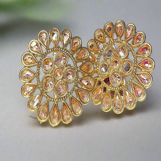 Golden Polki Round Studs(Big Size)