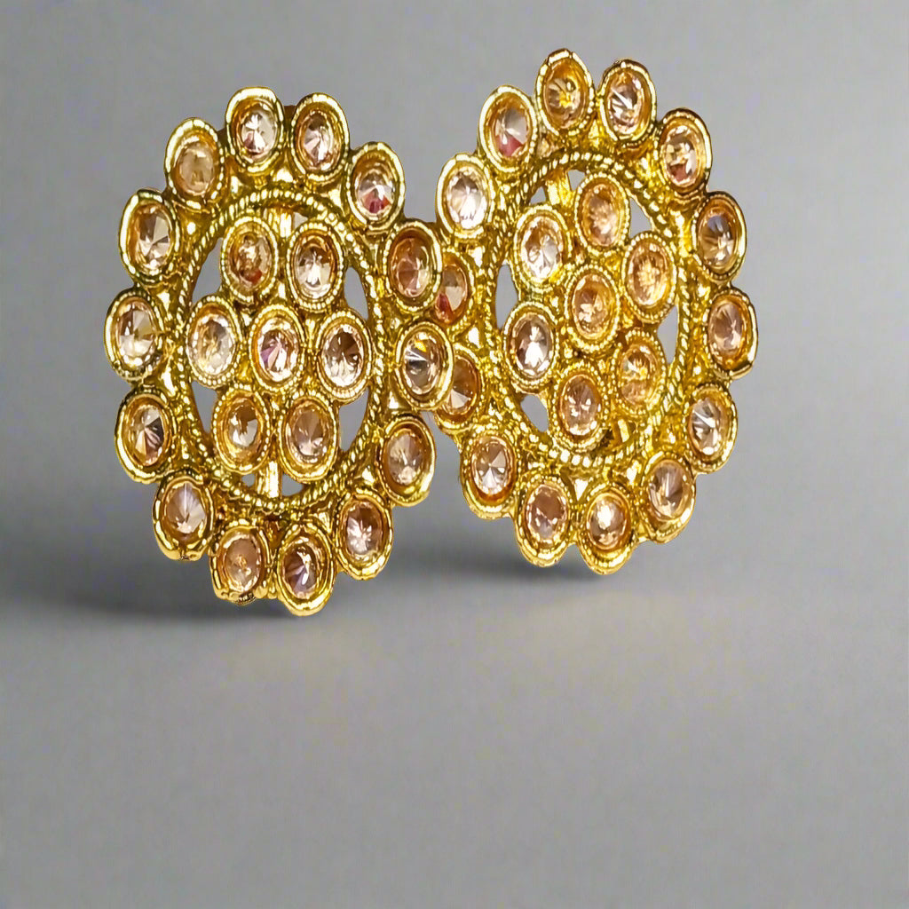 Golden Polki Round Studs( Small Size)