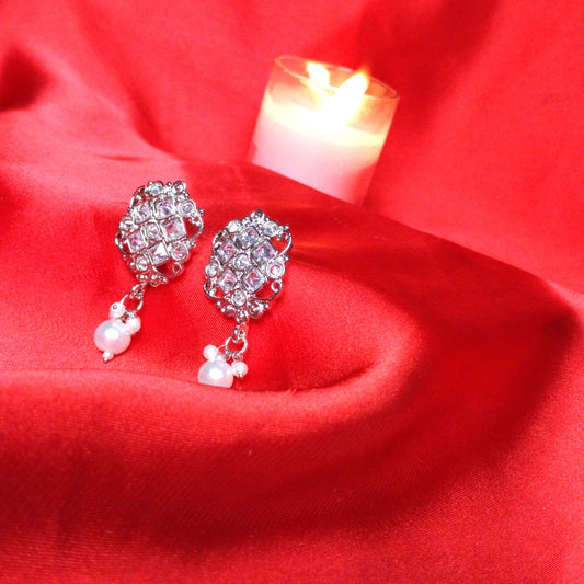 Antique Style Silver Square Earrings