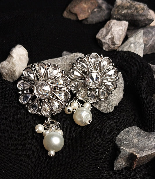 Premium Quality Silver Round Shape Earings