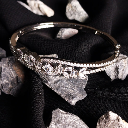 Antique German Silver Zircon Bangle