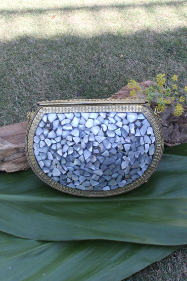 Medium Size Mosaic Stone Metal Clutches
