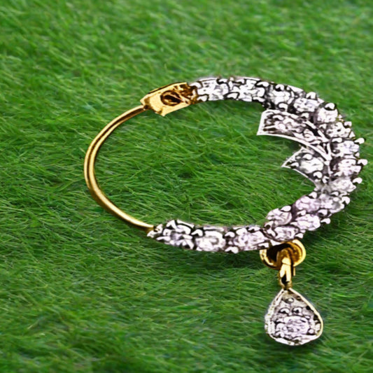 Golden Nose Ring with white Crsytal