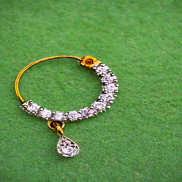 Golden Nose Ring with white Crsytal