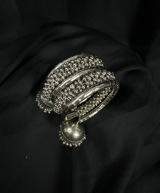 Oxidized Silver Jhumki bangles Size 2.2