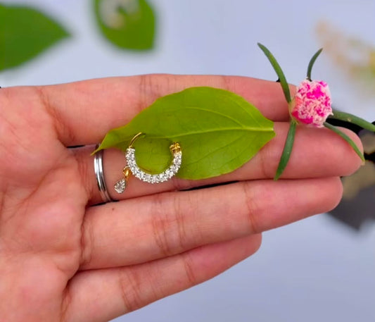 Golden Nose Ring with white Crsytal