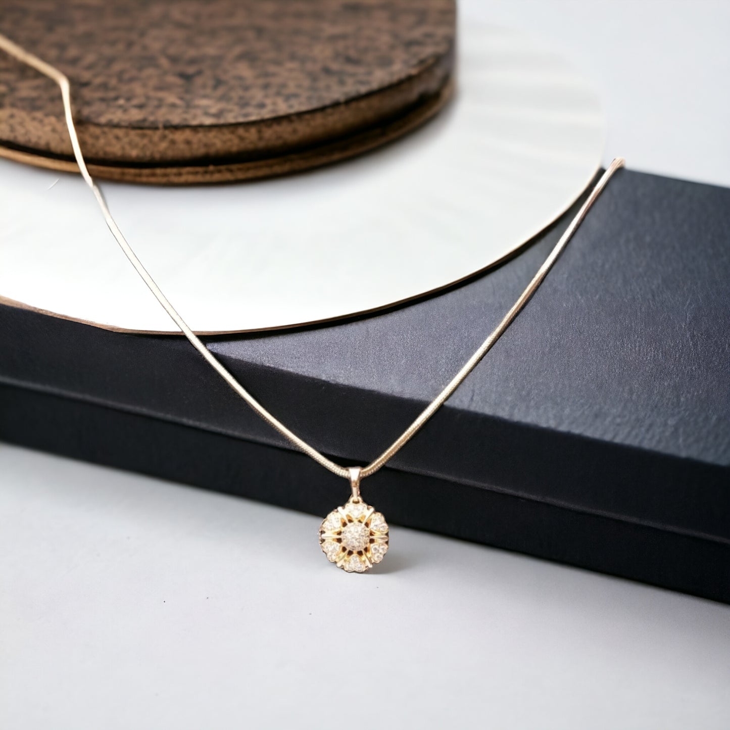 Golden Floral Pendant Necklace