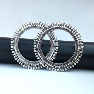 Antique German Silver Oxidized Kada Bangle Pair Size 2.4inch